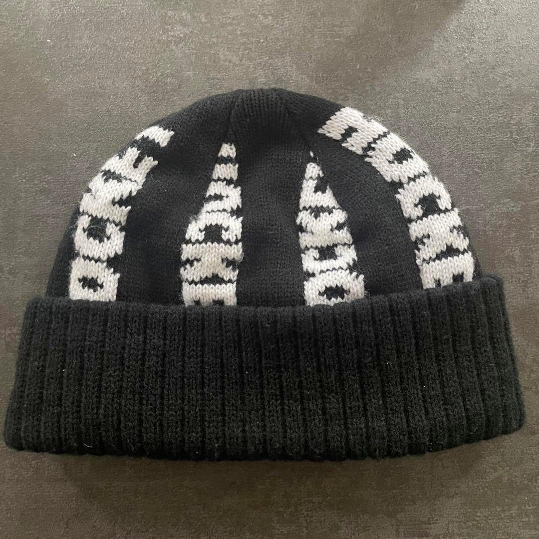 サンバイザーブラック ニット帽 ゴルフ スポーツ 防寒 耳カバー 毛糸